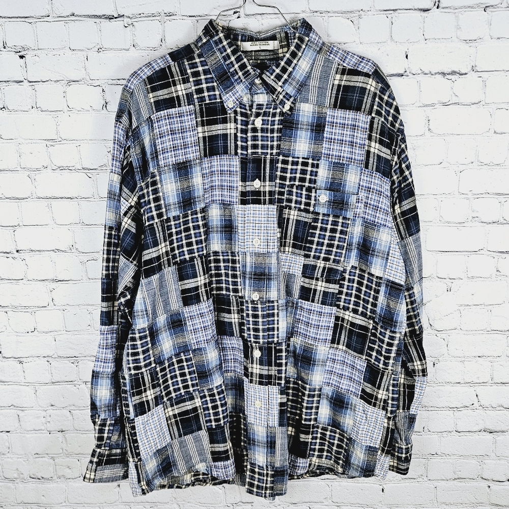 ORVIS | long sleeve plaid patchwork button up shirt